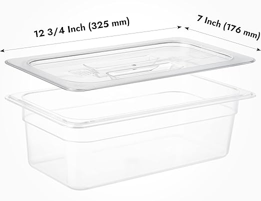 CURTA 6 Pack NSF Food Pan Cover, 1/3 Size Clear Polycarbonate Lid with Handle for Commercial Food Pan, Dishwasher & Freezer Safe Plastic Clear