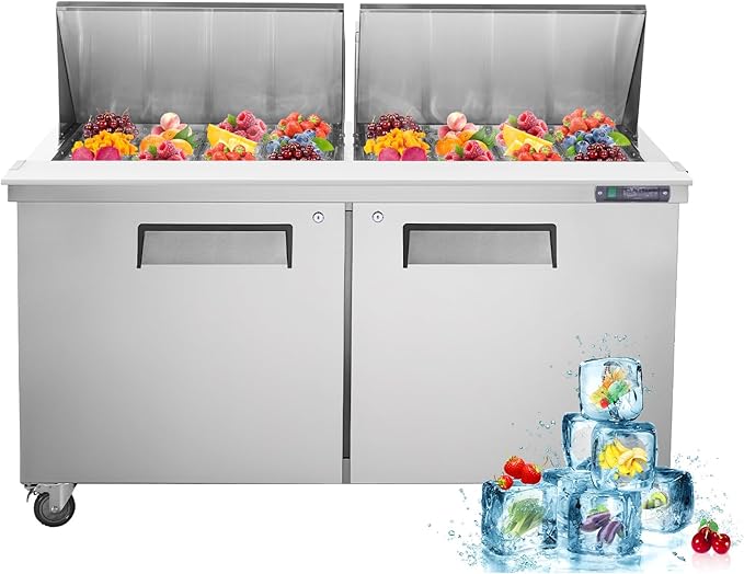 JINSONG Commercial Refrigerator,60 inch Sandwich and Salad Prep Station with Cutting Board