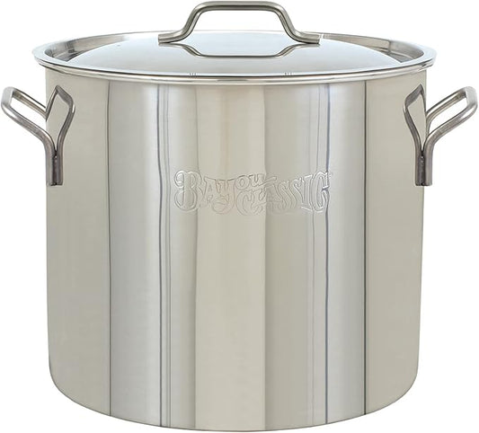 Bayou Classic 1430 30-qt Stainless Stockpot Features Heavy Duty Welded Handles for Secure Handling Domed Lid Perfect For Large Batch Cooking of Soups Stews Chili and Gumbo