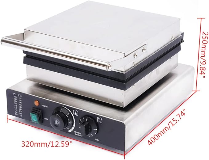 110V Commercial Electric Waffle Maker Non-Stick Waffle Baking Machine, Non-Stick Commercial Electric Waffle Maker, Electric Indoor Waffle Maker with Non-Stick Pan, Temperature Controlled Bread Toaster