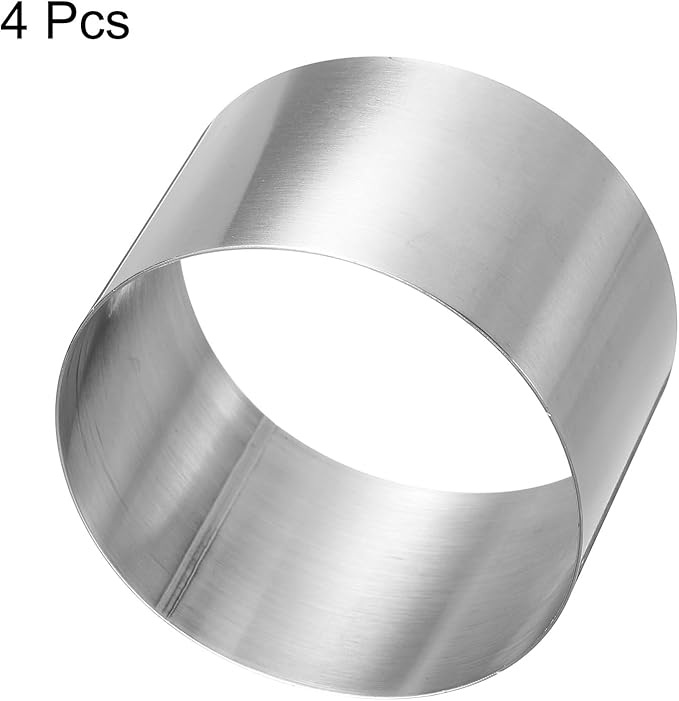 HARFINGTON 4PCS Round Cake Ring 3.14 x 2 Inch Seamless Stainless Steel Pastry Mousse Dessert Ring Mirror Coating for Baking Cooking Making Tool