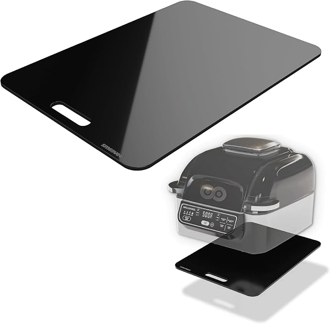 Smoovee - Sliding Surface - Alice Black 16.14 x 12.20 inch, Appliance Rolling Tray for Kitchen Appliances – 360° Wheels, Stainless Steel Hubs, Easy‑Clean Durable Tray