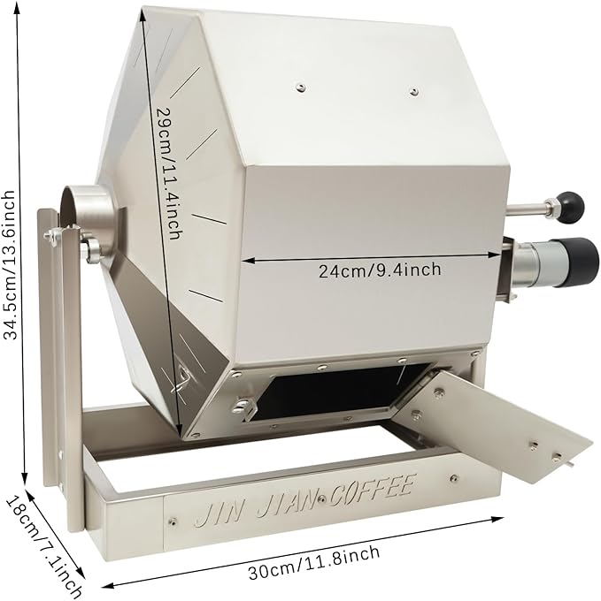 14.5L Coffee Bean Roaster, Stainless Steel Commercial Coffee Bean Baking Machine with Speed Control, Automatic Rotary Gas Burner Drum Roaster Machine