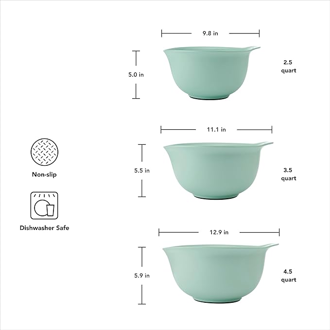 KitchenAid Universal Nesting Plastic Mixing Bowls, Set of 3, Spearmint