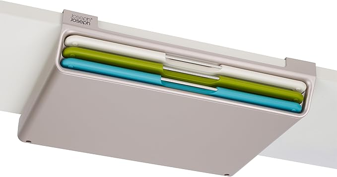 Joseph Joseph Folio Slim 3-piece Under-shelf Kitchen Cutting Board Set, Cupboard storage, fits shelves up to 0.8" thick, Regular (12.5" wide)