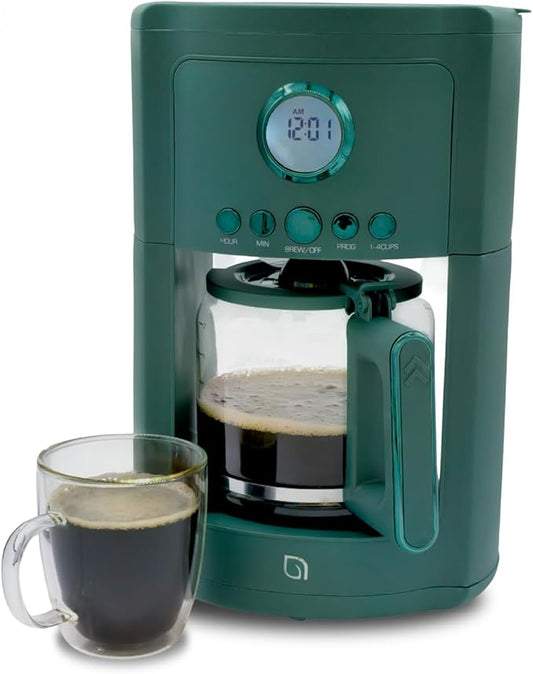 WILLOW Eco Series 12 Cup Drip Coffee Maker, 24 HR Programmable Coffee Maker with Glass Coffee Pot, Removable Filter Basket, Keep Warm Function & Auto Shut-off, Coffee Machine with Digital Display
