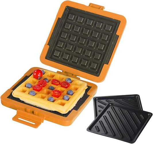 Microwave Sandwich Maker & Waffle Maker 2-in-1 Set - Full Wrap detachable Silicone waffle sandwich maker for Breakfast/meats,Fast Grilled cheese,Dishwasher Safe,Portable for Home/Travel/Gifts