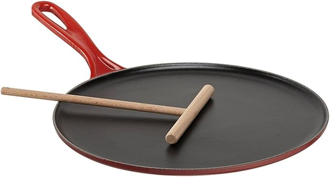 Le Creuset Enameled Cast Iron Traditional Round Crepe Pan, 10.25", Cerise