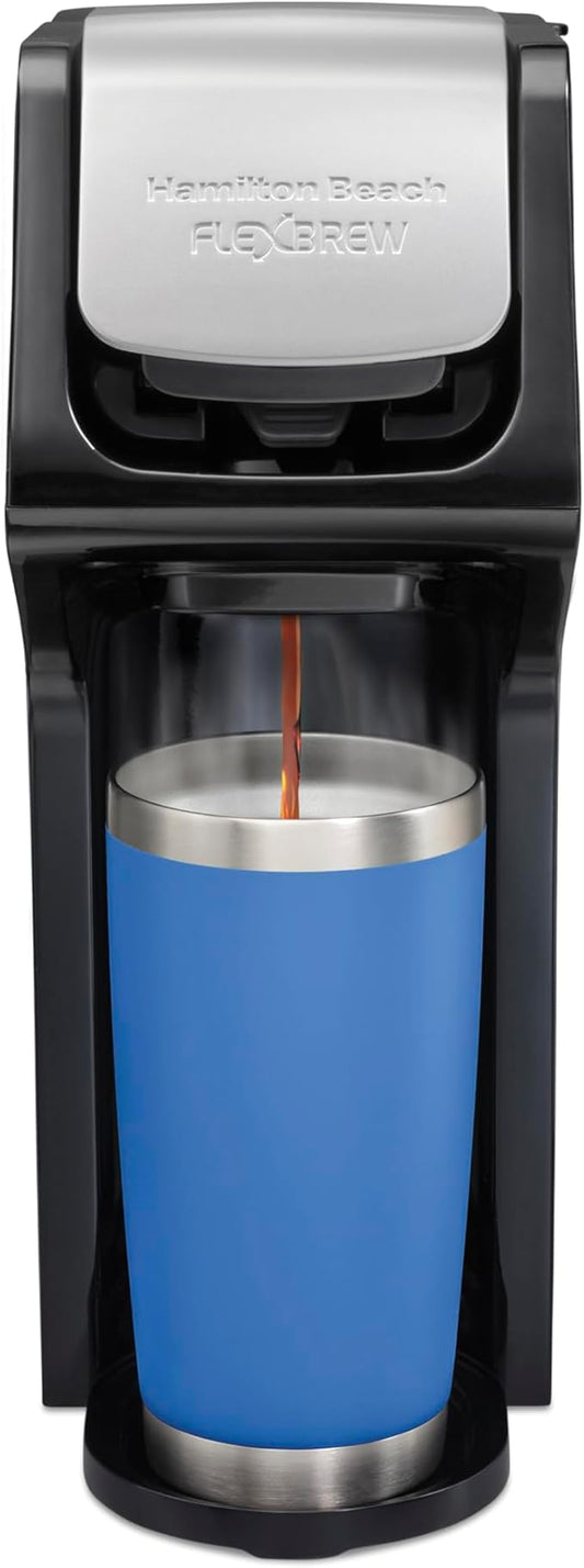 Hamilton Beach FlexBrew Single Serve Coffee Maker, Coffee Machine Compatible with Pod Packs and Grounds, Black Next Gen (49900)
