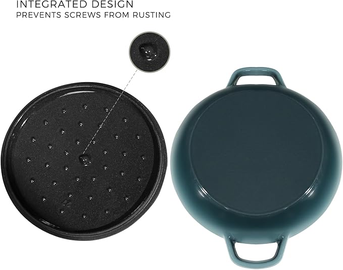 Braiser Enameled Cast Iron Braiser 2.25 qt Braiser Pan with Lid Slateblue Shallow Cast Iron Casserole Braiser Pan with Handels
