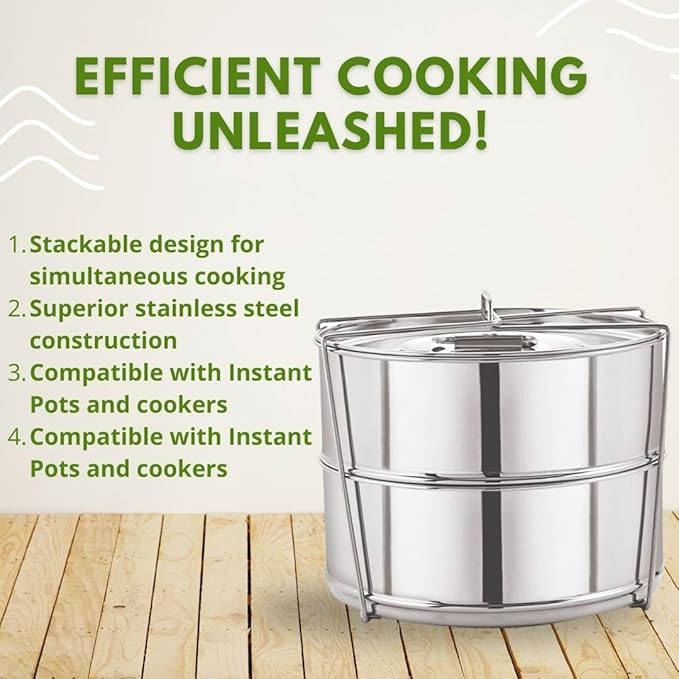 Stackable Stainless Steel Insert Pans - Inserts for Instant Pot - Pan for Instapot - Accessories for Instant Pot- FITS 6 QT and Above - Single Size - Pressure Cooker Steamer Pan Accessories