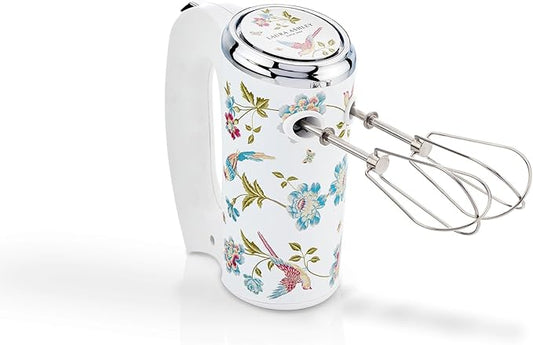 Laura Ashley Hand Mixer Electric Handheld 200W - Hand Held Electric Whisk with 5 Variable Speeds - Hand Mixers with Durable Stainless Steel Beaters - Easy to Clean Light Weight Cake Mixer for Baking