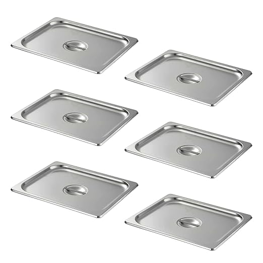Aplancee Hotel Pan Lids 6 Pack– Fits 1/2 Size Stainless Steel Steam Table Pans, Anti-Jam Food Pan Cover for Catering, Buffet Use, Kitchen Prep