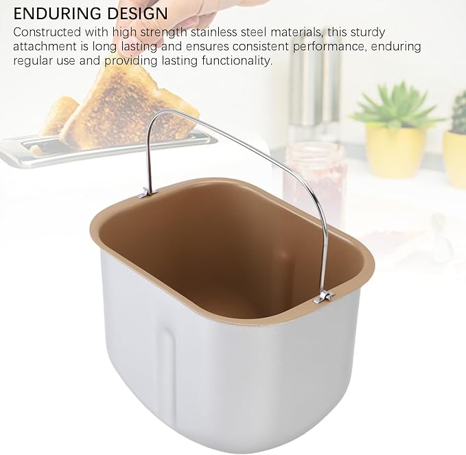 Bread Machine Baking Bucket, 7.67 * 5.9 * 6.49inch Bread Maker Inner Bucket Non Stick Baking Bucket Stainless Steel Inner Replacement Part for Home and Commercial Bakeries
