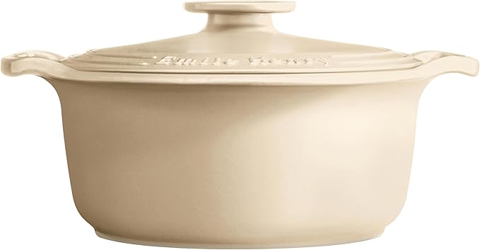 Emile Henry Made in France SUBLIME Ceramic 4 qt. Round Dutch Oven, Creme