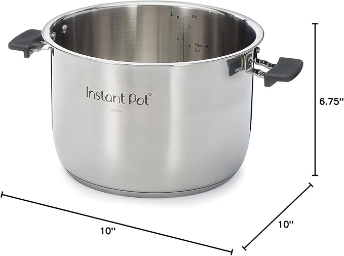 Instant Pot Stainless Steel Inner Cooking Pot with Handles, 6-Qt, Polished Surface, Use with 6-Qt Duo Evo, Pro & ProPlus