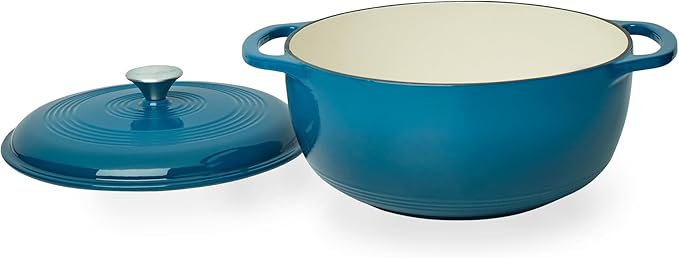 Mercer Culinary Enameled Cast Iron Round Dutch Oven, 6 qt., Turquoise