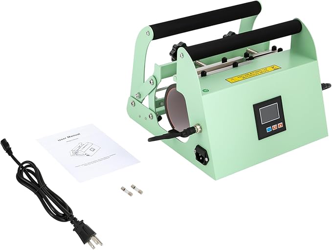 Tumbler Heat Press Machine, 110V 40Oz Mug Press Sublimation Machine with Temp and Time Adjustable - Double Cup Mats for Ceramic Mugs, Glass Cans Car Cups (Light Green)