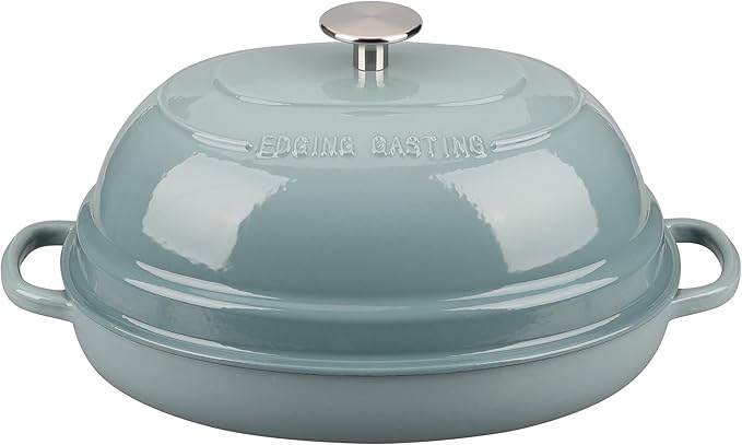 Enameled Oval Cast Iron Dutch Oven Pot with Lid, Bread Dutch Oven for Sourdough Bread Baking, Dutch Oven Bread, Bread Oven, 6QT, Seasalt
