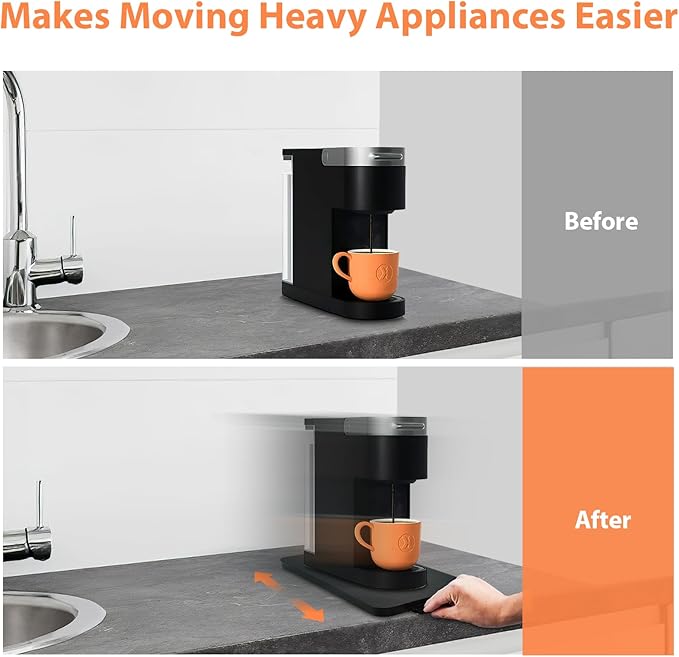 Sliding Tray for Coffee Maker Slider - Coffee Pot Sliders for Counter Heavy Kitchen Appliances, Under Cabinet Rolling Appliance Tray for Countertop Storage Moving with Wheels 9" X 14.5"