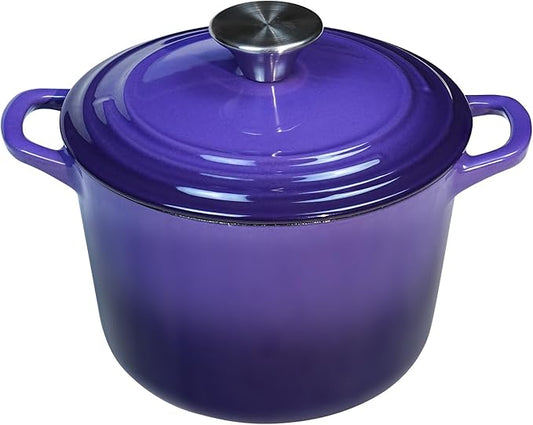 Dutch Oven Pot with Lid 1.8 qt Cast Iron Dutch Oven for Bread Baking Purple Enameled Cast Iron Rice Pot with Handels