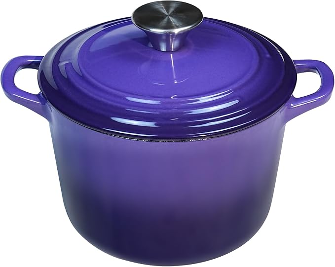 Dutch Oven Pot with Lid 2.8 qt Cast Iron Dutch Oven for Bread Baking Purple Enameled Cast Iron Rice Pot with Handels