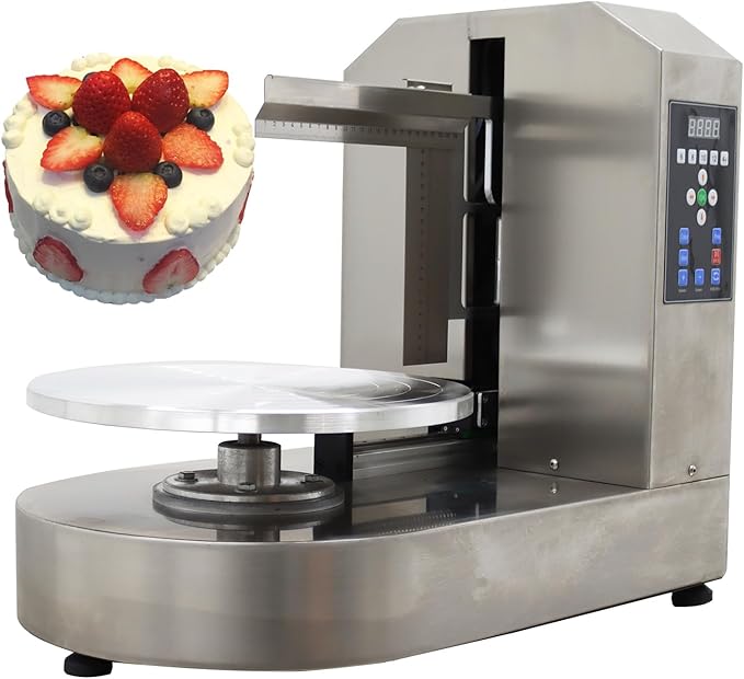 INTSUPERMAI Fully Automatic Cake Cream Spreading Coating Smearing Machine Stainless Steel Cake Decorating Machines Baking Tools Birthday Cake Cream Spreading Machine Suitable for 4-12inch Cake 110V