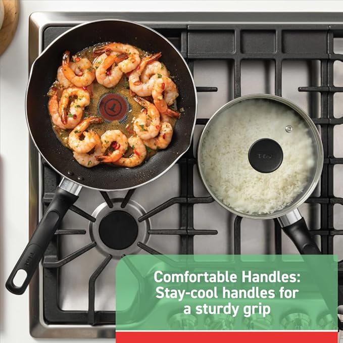 T-fal Initiatives Nonstick Stockpot 8 Quart Oven Safe 350F Cookware, Pots and Pans, Dishwasher Safe Black
