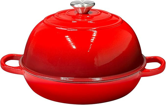Bread Dutch Oven for Sourdough Bread Baking – Cast Iron Dutch Oven Pot with Lid, Enameled Bread Baker, 6 Quart/26cm Red