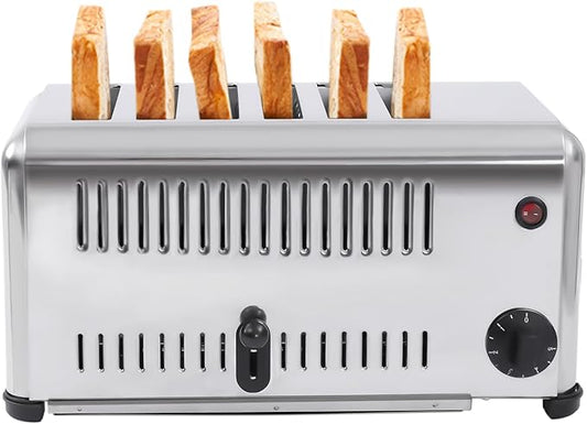 6 Slice Toaster Bread Baking Machine, Stainless Steel Toasters Digital Timer, Wide Slot and Removable Crumb Tray, Commercial Toaster for Precise Timing Restaurant/Home, 1680W