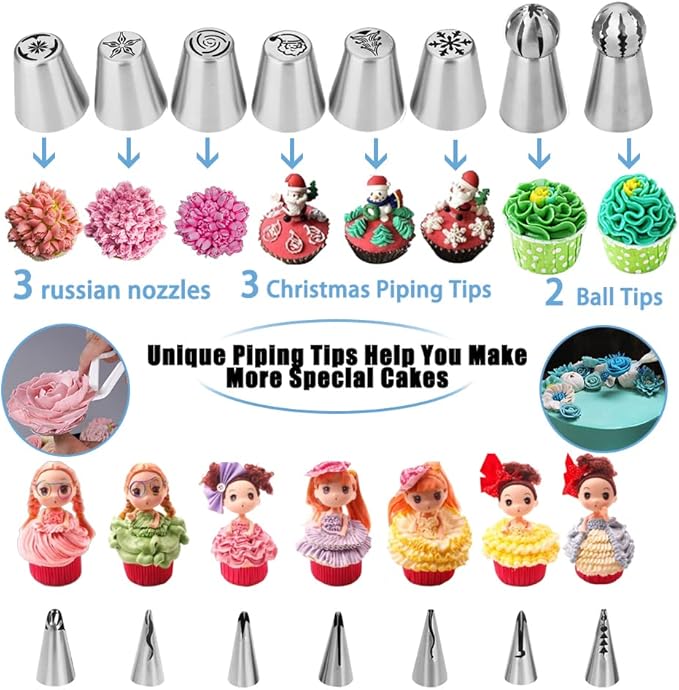 ake Decorating Kit, 672 Pcs Cake Decorating Supplies With Cake Carrier Holder Springform Pan Sets 3-Layer Toolbox Organizer Icing Piping Nozzles Cake Rotating Turntabl Baking Supplies Set Tools