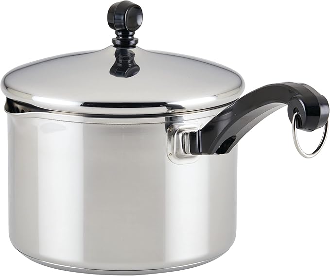 Farberware Classic Stainless Steel Sauce Pan/Saucepan with Lid,1 Quart,Silver,50000,11.2"D x 6.3"W x 4.4"H,(Pack of 4)