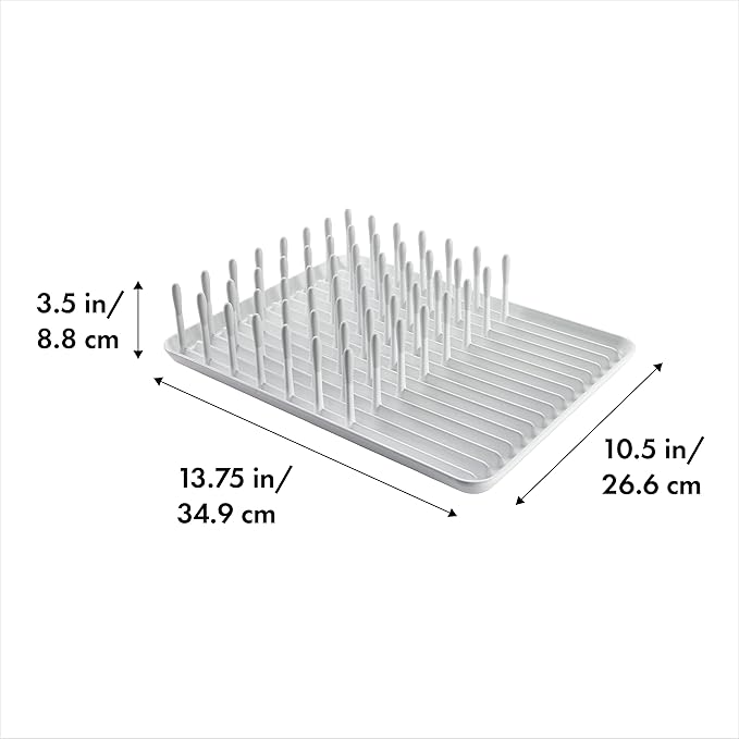 OXO Good Grips Compact Dish Rack Biscuit | For Dishware | 13-3/4 x 10-3/8 x 3-1/2 Inch | Non-Skid Feet | Pack of 4