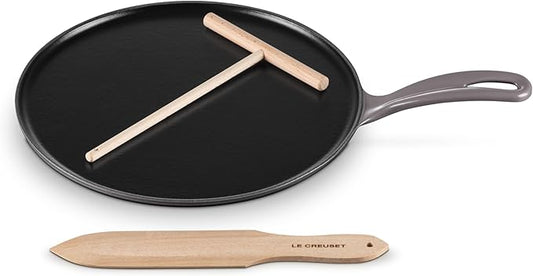 Le Creuset Enameled Cast Iron Traditional Round Crepe Pan, 10.25", Oyster