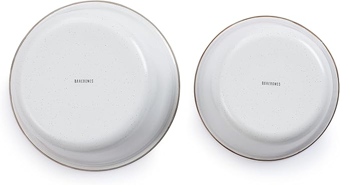 Barebones Enamel Mixing Bowl Set - Mixing Bowls, Salad Bowls, and Serving Bowls - Camping Dishes and Kitchen Essentials (Eggshell)