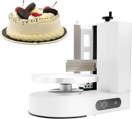 Cake Decorating Machine, Tabletop Cake Frosting Machine, Cream Smooth Coating Decoration Machine with LCD Display Type for 4-12inch Cakes for Cake Shops, Dessert Shops, Households