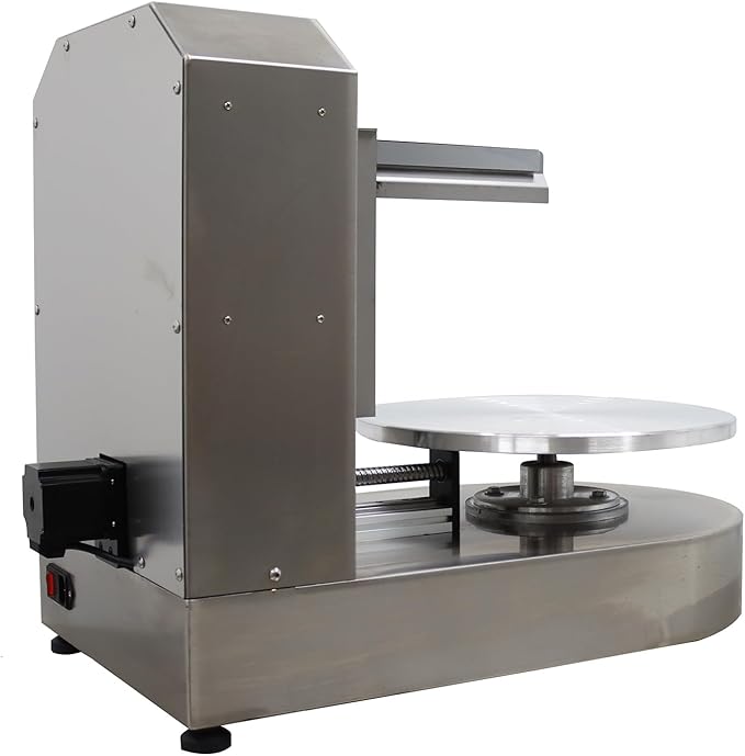 INTSUPERMAI Fully Automatic Cake Cream Spreading Coating Smearing Machine Stainless Steel Cake Decorating Machines Baking Tools Birthday Cake Cream Spreading Machine Suitable for 4-12inch Cake 110V