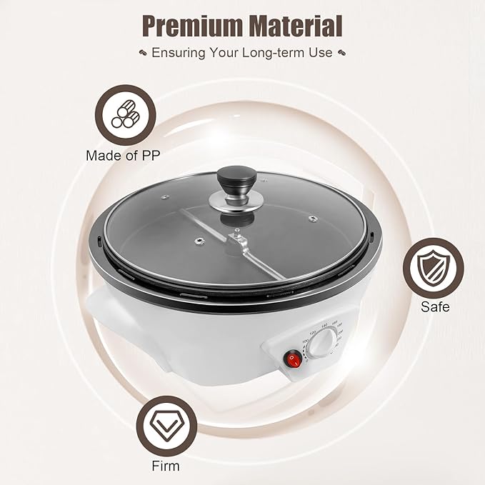 Coffee Roaster Machine, 800W Electric Home Coffee Bean Baker Adjustable Temperature 1.1LBS Coffee Bean Roasting Baking Machine Nut Peanut Cashew Chestnuts Roasting Machine for Cafe Shop/Home
