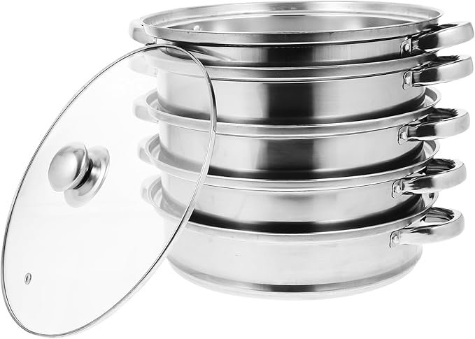 Luxshiny 5 Layer Stainless Steel Steamer Pot 12.20In Multifunctional Stockpot for Cooking Soup Dumplings Vegetables Home Kitchen