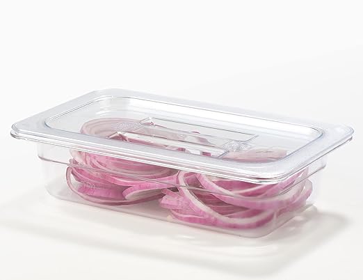 CURTA 6 Pack NSF Food Pan Cover, 1/4 Size Clear Polycarbonate Lid with Handle for Commercial Food Pan, Dishwasher & Freezer Safe Plastic Clear