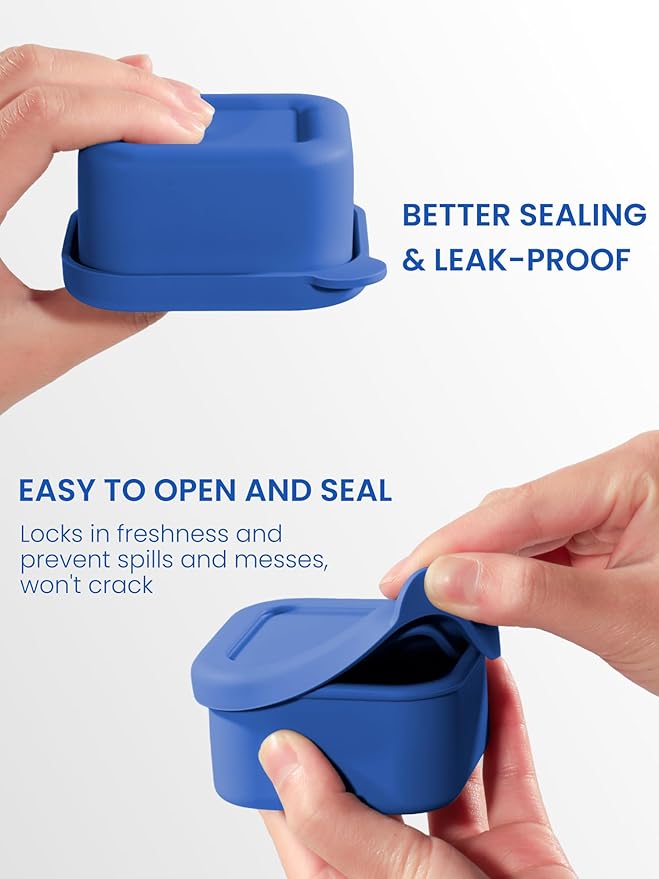 8 Pcs 1/2 Cup Silicone Freezer Molds With Lid, Silicone Freezer Trays for Sauce and Food Storage, Ice Cubes Molds, Small Portion Containers for Meal Prep, Nuts, Snacks, Dessert (Blue)