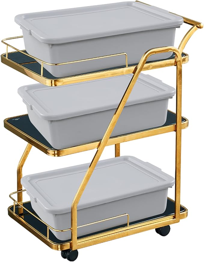 Wekioger 3 Pack Bus Tubs Commercial, 13 L Meat Tubs with Lids, Silver Grey
