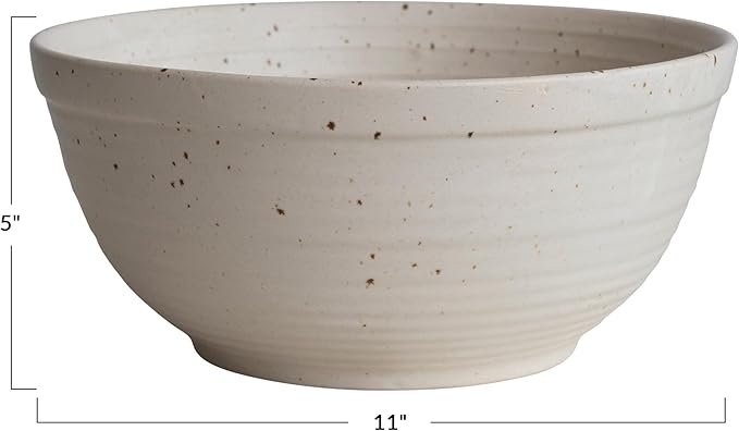 Farmhouse Stoneware Bowl, White Speckled Glaze