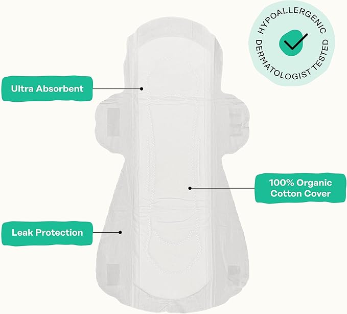 The Honey Pot Company - Herbal Sanitary Pads for Women - Heavy Flow w/Wings - Infused w/Essential Oils for Cooling Effect & Organic Cotton Cover - Feminine Care - 14 ct