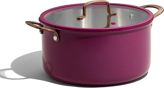 CAROTE 8QT Full Clad Tri Ply Stainless Steel Stock Pot with Lid, Kitchen Stockpot Soup Pot, Outer Ceramic Layer, Even Heating, All Stoves Compatible, Oven & Dishwasher Safe, Stay Cool Handle, Purple