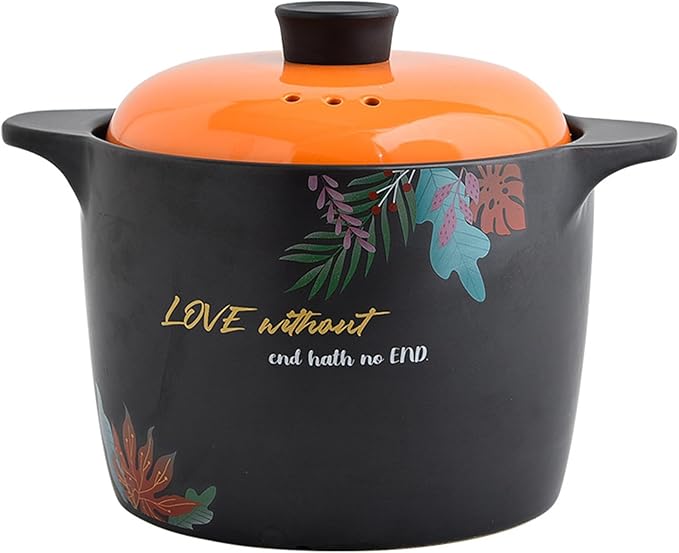 Earthenware Pot Large Stockpot Nonstick Clay Pot with Lid for Cooking Heat Resistant Hot Pots Ceramic Casserole Dish for Cooking Bibimbap and Soup, Dishwasher Safe,6L/5.4Quarts