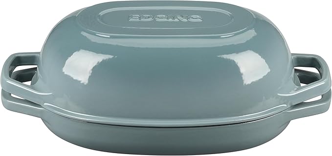 Enameled Cast Iron Oval Dutch Oven Pot with Lid, Dutch Oven for Sourdough Bread Baking, Bread Oven, Bread Dutch Oven, Oval Bread Pan, 5qt, Seasalt