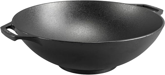 Lodge Pre-Seasoned Cast Iron WOK - Dual Assist Handle - Use in the Oven, on the Stove, or on the Grill - 14 Inch