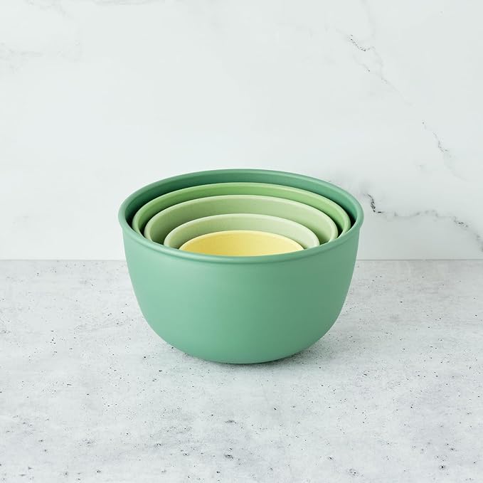 Bamboozle Mixing Bowls | 5 Piece Plant-Based Nesting Bowl Set | Matte Finish | Multi-Color | Dishwasher and Microwave Safe | Fresh Guacamole