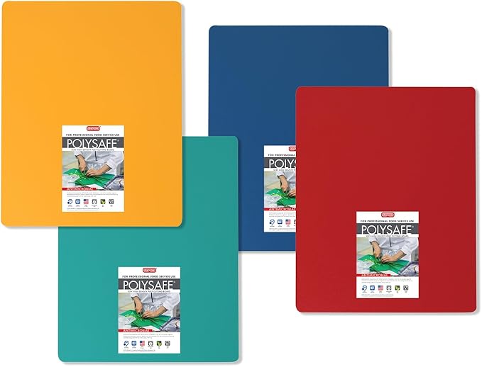 Dexas 4-Pack NSF Certified Polysafe Pastry Boards, 16 x 20 inches, Reversible Kitchen Cutting Board, Assorted Colors